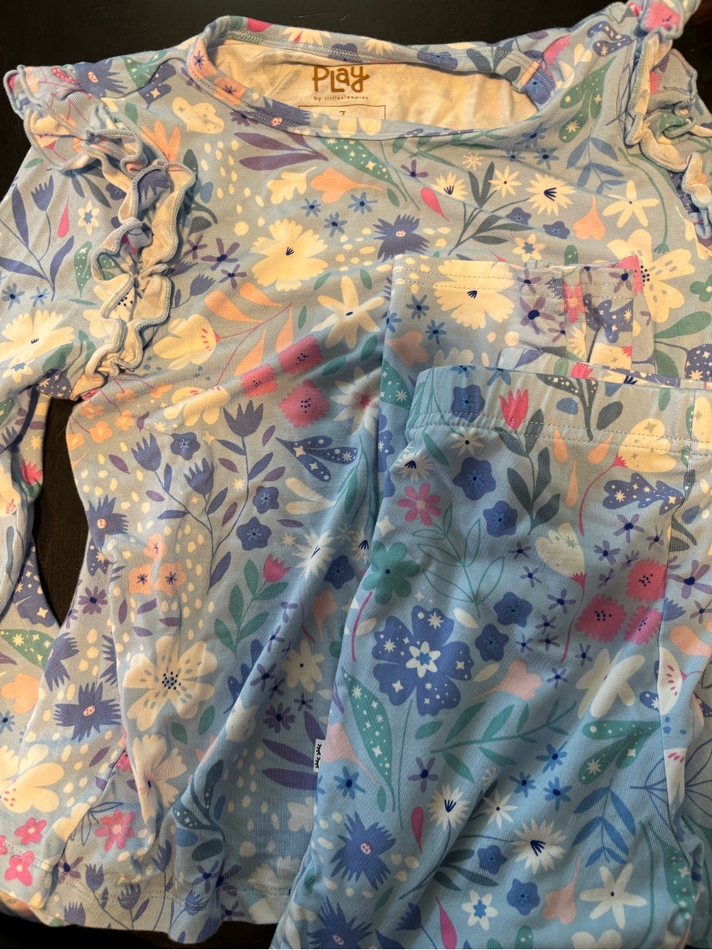 Little Sleepies Blue Floral Kids Matching Set